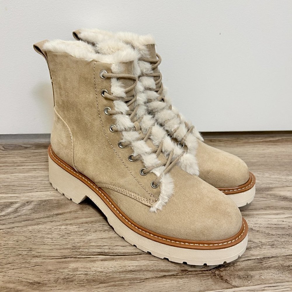 Madden Girl Carraf Hiker Boot Faux Fur Sand Beige Size 9 BRAND NEW - Picture 5 of 12